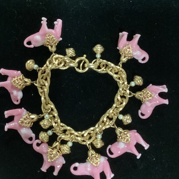 Napier Jewelry - Napier Pink Elephant Charm Bracelet